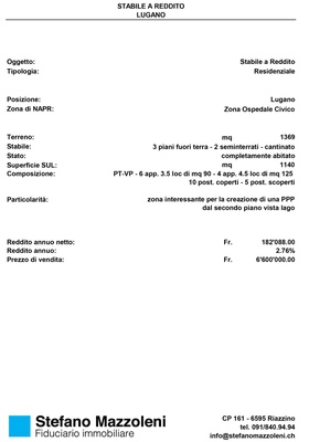 Lugano – Investimento immobiliare ad alto potenziale